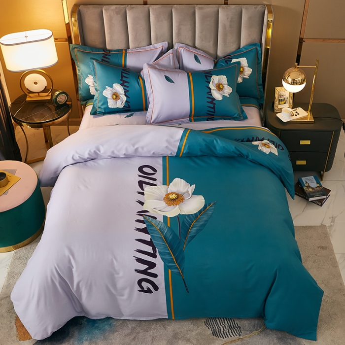 91家纺网 家纺一手货源 找家纺 雲归梦 2021全棉大版四件套中国风花卉空谷幽兰