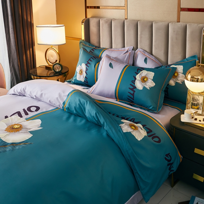 91家纺网 家纺一手货源 找家纺 雲归梦 2021全棉大版四件套中国风花卉空谷幽兰