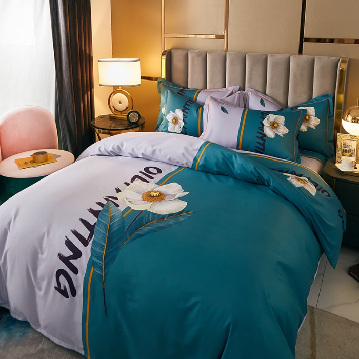 91家纺网 家纺一手货源 找家纺 雲归梦 2021全棉大版四件套中国风花卉空谷幽兰