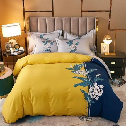 雲归梦 2021全棉大版四件套中国风花卉 朗琴园