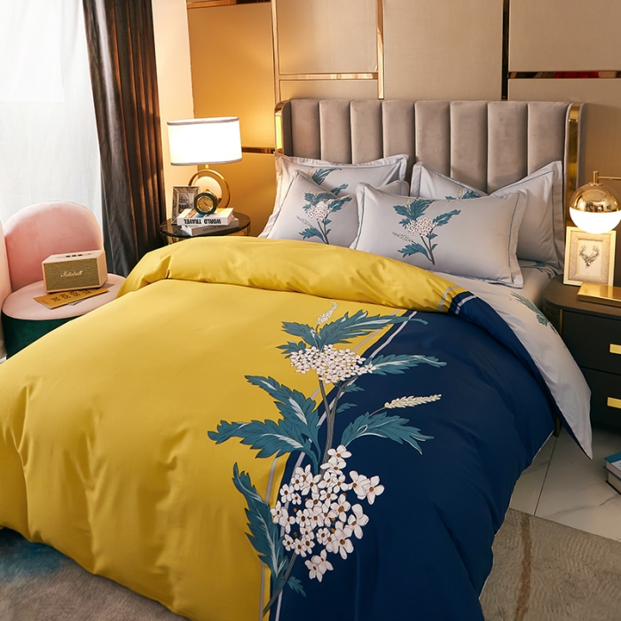 91家纺网 家纺一手货源 找家纺 雲归梦 2021全棉大版四件套中国风花卉 朗琴园