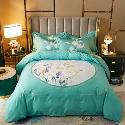 雲归梦 2021全棉大版四件套中国风花卉芦苇漾情