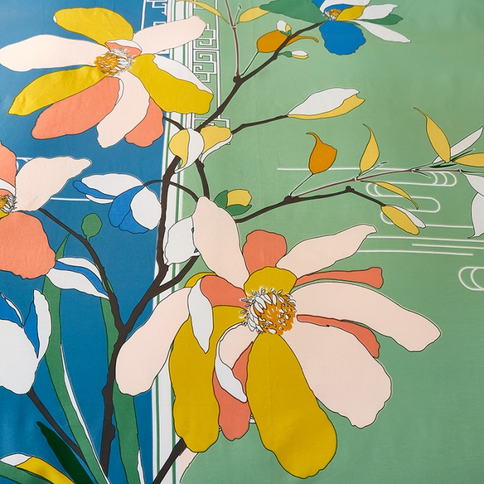 91家纺网 家纺一手货源 找家纺 雲归梦 2021全棉大版四件套中国风花卉 美人吟（绿）