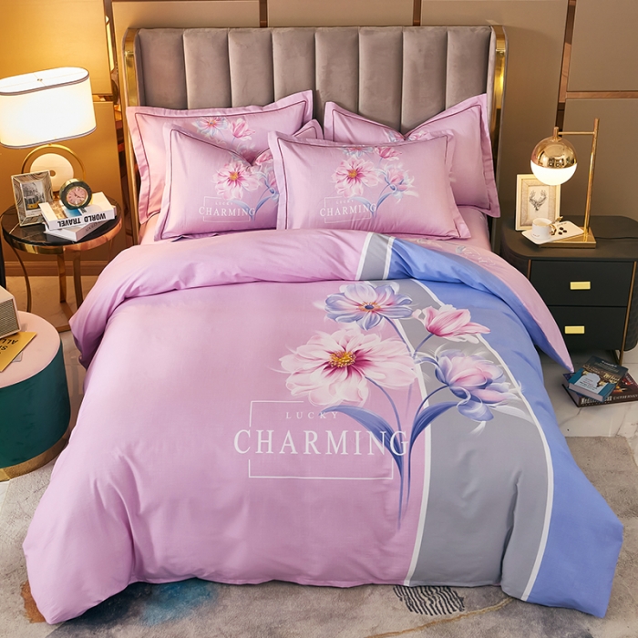 91家纺网 家纺一手货源 找家纺 雲归梦 2021全棉大版四件套中国风花卉 魅兰莎（粉）