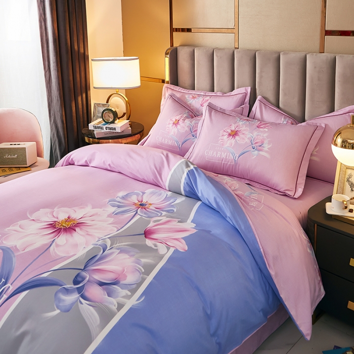 91家纺网 家纺一手货源 找家纺 雲归梦 2021全棉大版四件套中国风花卉 魅兰莎（粉）