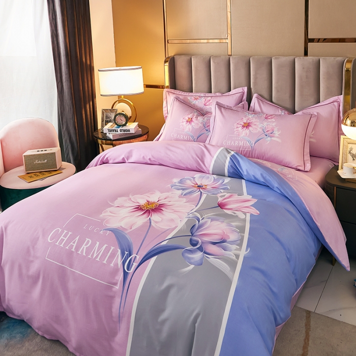 91家纺网 家纺一手货源 找家纺 雲归梦 2021全棉大版四件套中国风花卉 魅兰莎（粉）