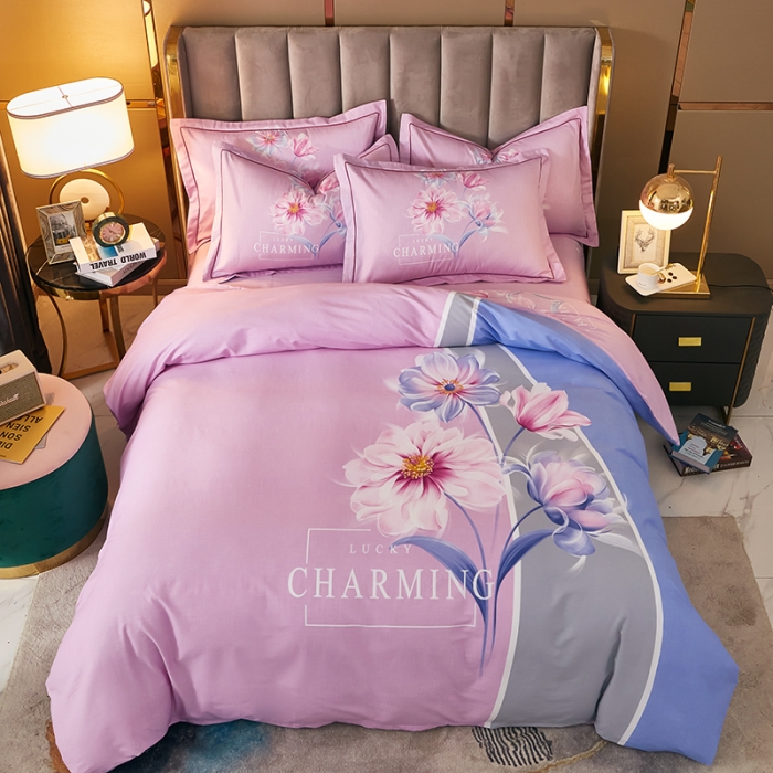 91家纺网 家纺一手货源 找家纺 雲归梦 2021全棉大版四件套中国风花卉 魅兰莎（粉）