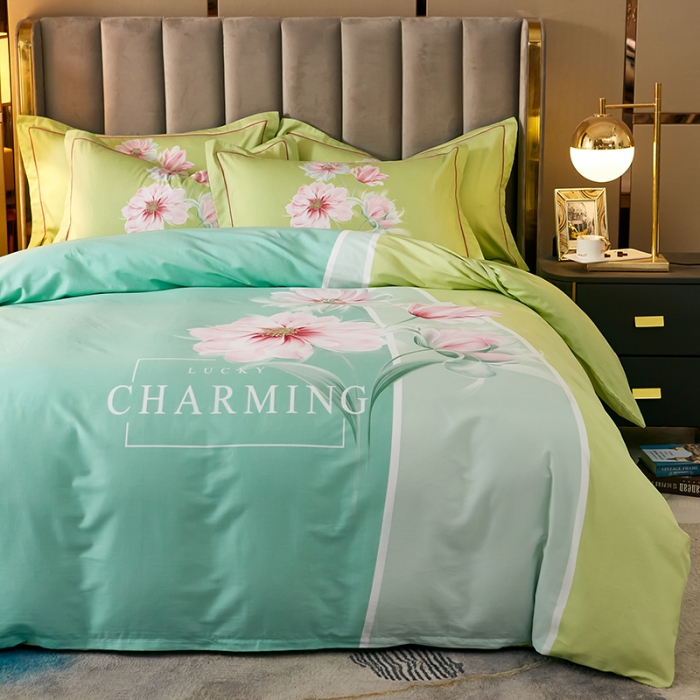 91家纺网 家纺一手货源 找家纺 雲归梦 2021全棉大版四件套中国风花卉 魅兰莎（绿）