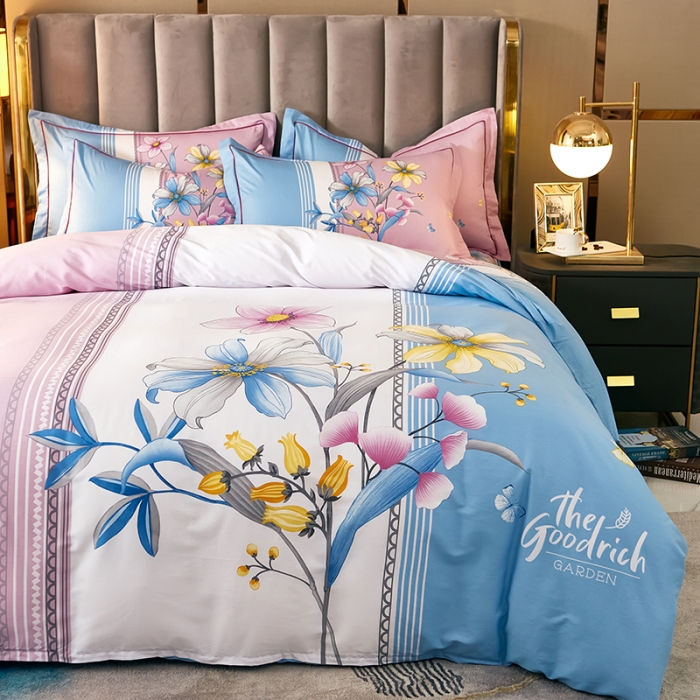 91家纺网 家纺一手货源 找家纺 雲归梦 2021全棉大版四件套中国风花卉 俏丽多姿（粉兰）