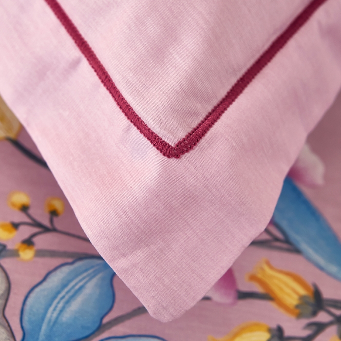 91家纺网 家纺一手货源 找家纺 雲归梦 2021全棉大版四件套中国风花卉 俏丽多姿（粉兰）