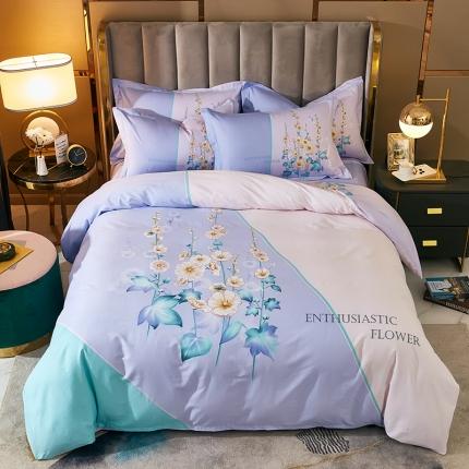 雲归梦 2021全棉大版四件套中国风花卉 倾慕