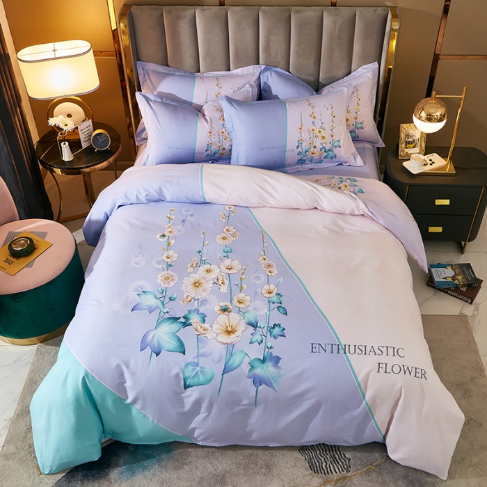 91家纺网 家纺一手货源 找家纺 雲归梦 2021全棉大版四件套中国风花卉 倾慕