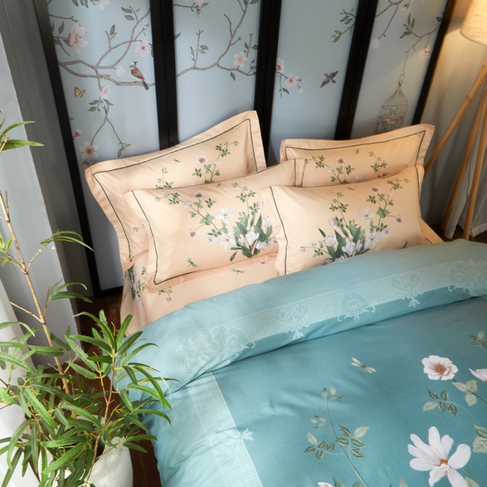 91家纺网 家纺一手货源 找家纺 雲归梦 2021全棉大版四件套中国风花卉 清新百合