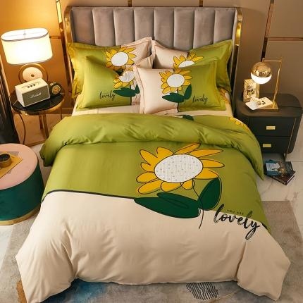 雲归梦 2021全棉大版四件套中国风花卉 天生丽质（绿）