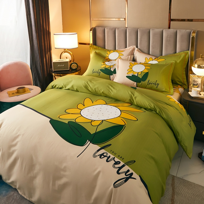 91家纺网 家纺一手货源 找家纺 雲归梦 2021全棉大版四件套中国风花卉 天生丽质（绿）