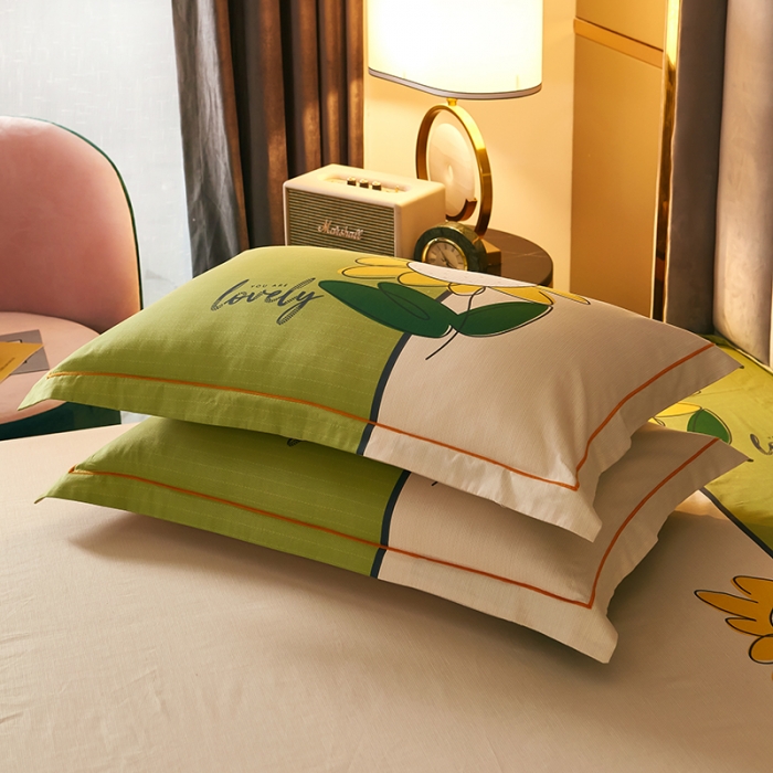 91家纺网 家纺一手货源 找家纺 雲归梦 2021全棉大版四件套中国风花卉 天生丽质（绿）