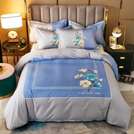 雲归梦 2021全棉大版四件套中国风花卉 香蜜