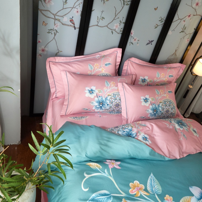 91家纺网 家纺一手货源 找家纺 雲归梦 2021全棉大版四件套中国风花卉 晓窗花梦