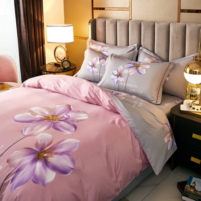 91家纺网 家纺一手货源 找家纺 雲归梦 2021全棉大版四件套中国风花卉 窈窕淑女（粉）