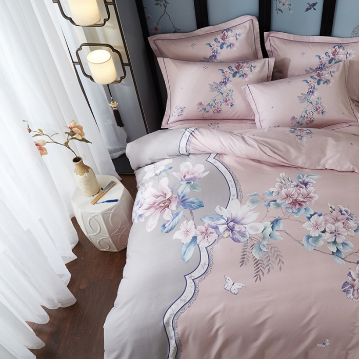 91家纺网 家纺一手货源 找家纺 雲归梦 2021全棉大版四件套中国风花卉 意韵东方