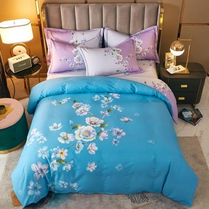 91家纺网 家纺一手货源 找家纺 雲归梦 2021全棉大版四件套中国风花卉 月夕花朝