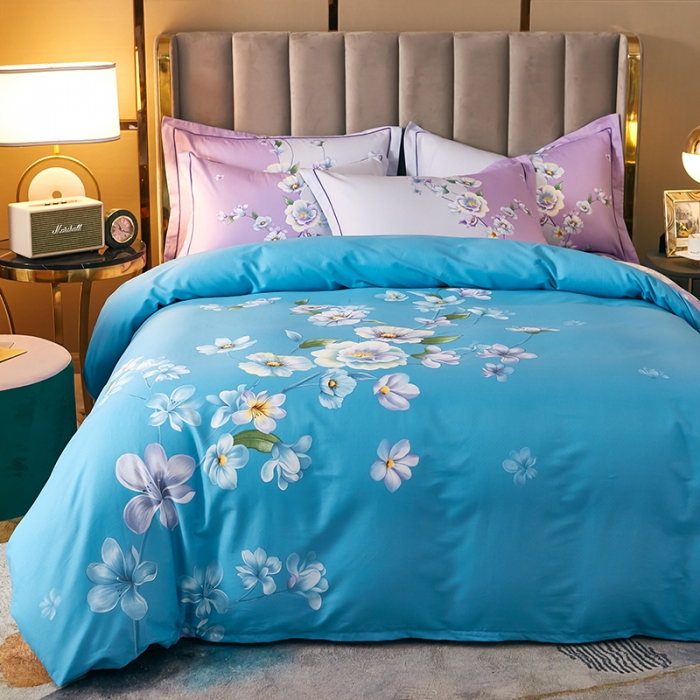 91家纺网 家纺一手货源 找家纺 雲归梦 2021全棉大版四件套中国风花卉 月夕花朝