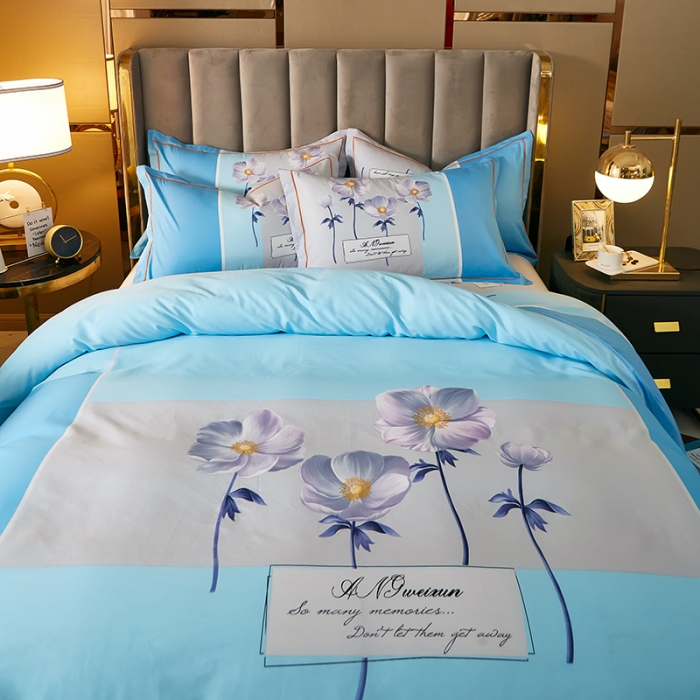 91家纺网 家纺一手货源 找家纺 雲归梦 2021全棉大版四件套中国风花卉知音相遇