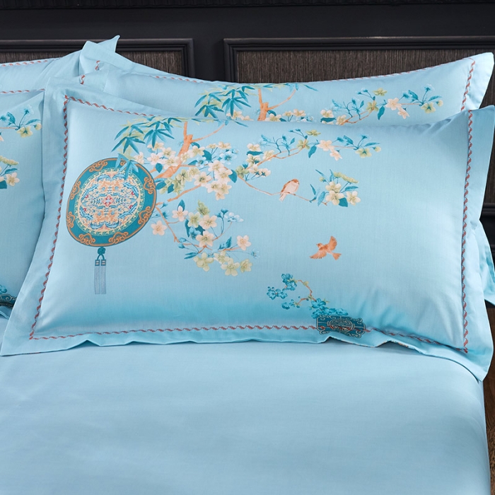 91家纺网 家纺一手货源 找家纺 雲归梦 2021全棉大版四件套中国风花卉 竹林风