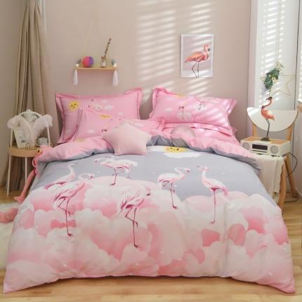 雲归梦 2021全棉大版四件套可爱卡通系列 爱情鸟