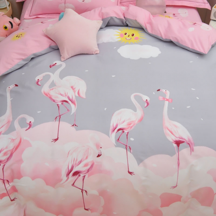 91家纺网 家纺一手货源 找家纺 雲归梦 2021全棉大版四件套可爱卡通系列 爱情鸟