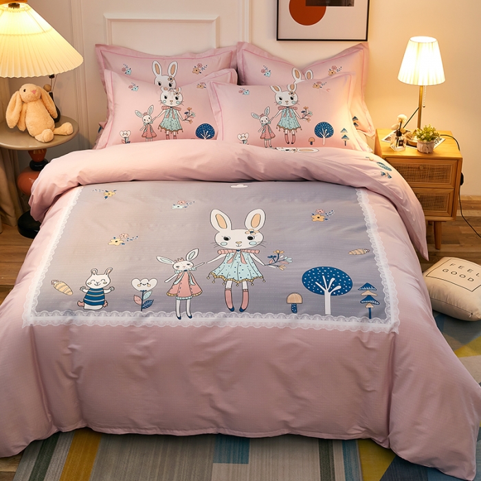 91家纺网 家纺一手货源 找家纺 雲归梦 2021全棉大版四件套可爱卡通系列 安妮日记