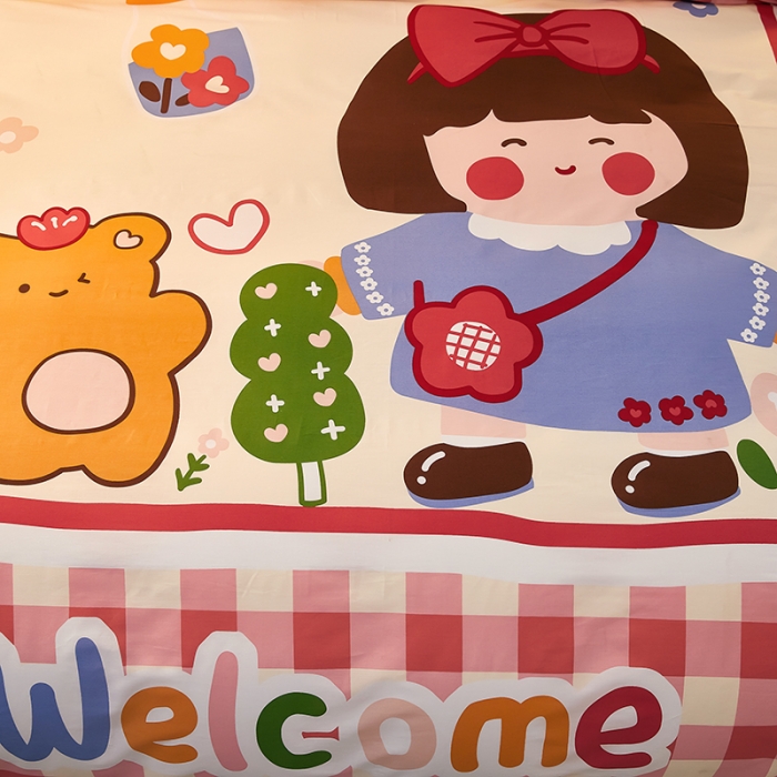 91家纺网 家纺一手货源 找家纺 雲归梦 2021全棉大版四件套可爱卡通系列 奥莉娃（粉）