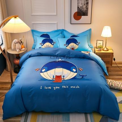 雲归梦 2021全棉大版四件套可爱卡通系列 碧水鲸波