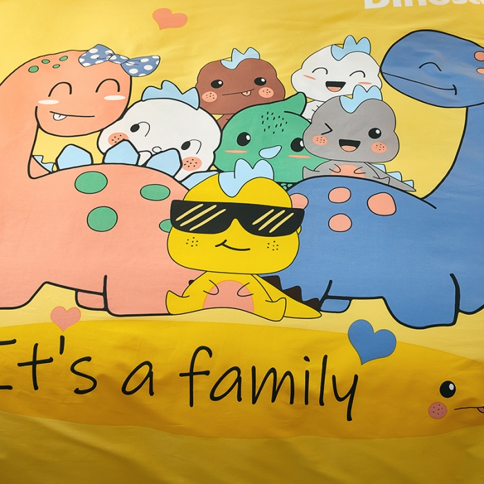 91家纺网 家纺一手货源 找家纺 雲归梦 2021全棉大版四件套可爱卡通系列 宠物联盟（黄）