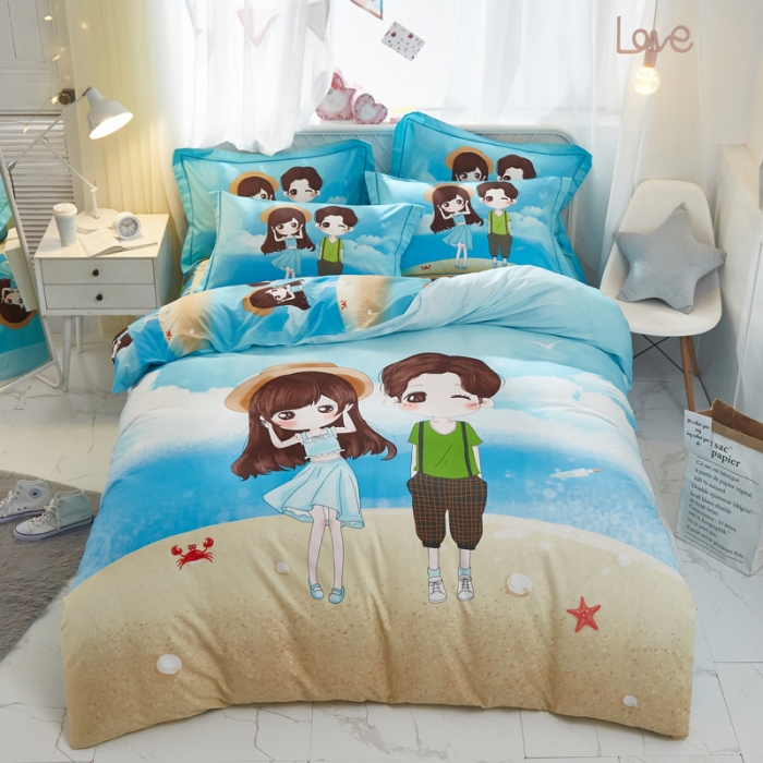 91家纺网 家纺一手货源 找家纺 雲归梦 2021全棉大版四件套可爱卡通系列 初见