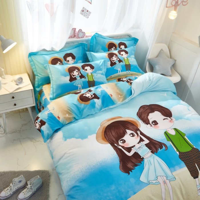 91家纺网 家纺一手货源 找家纺 雲归梦 2021全棉大版四件套可爱卡通系列 初见