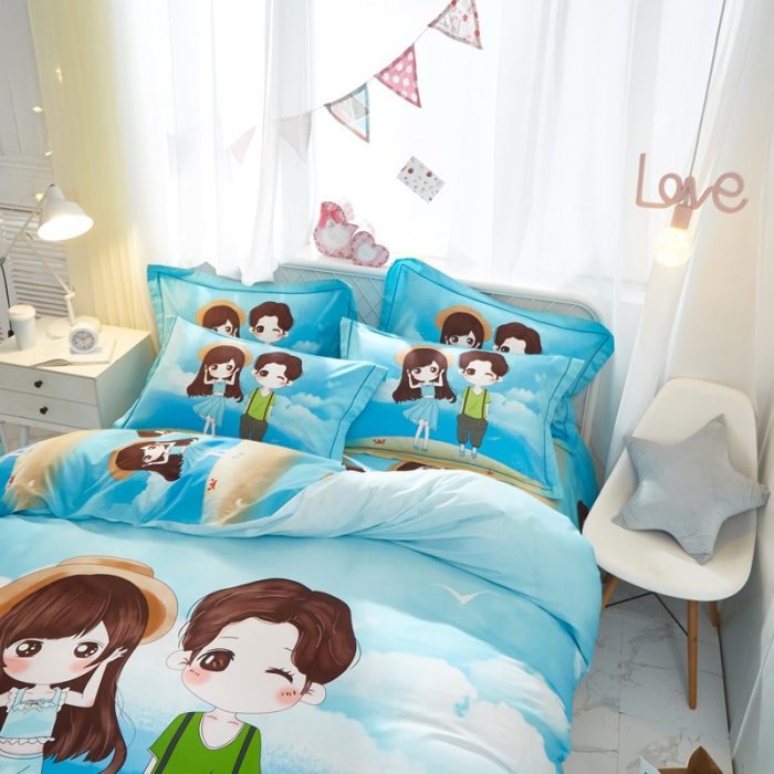 91家纺网 家纺一手货源 找家纺 雲归梦 2021全棉大版四件套可爱卡通系列 初见