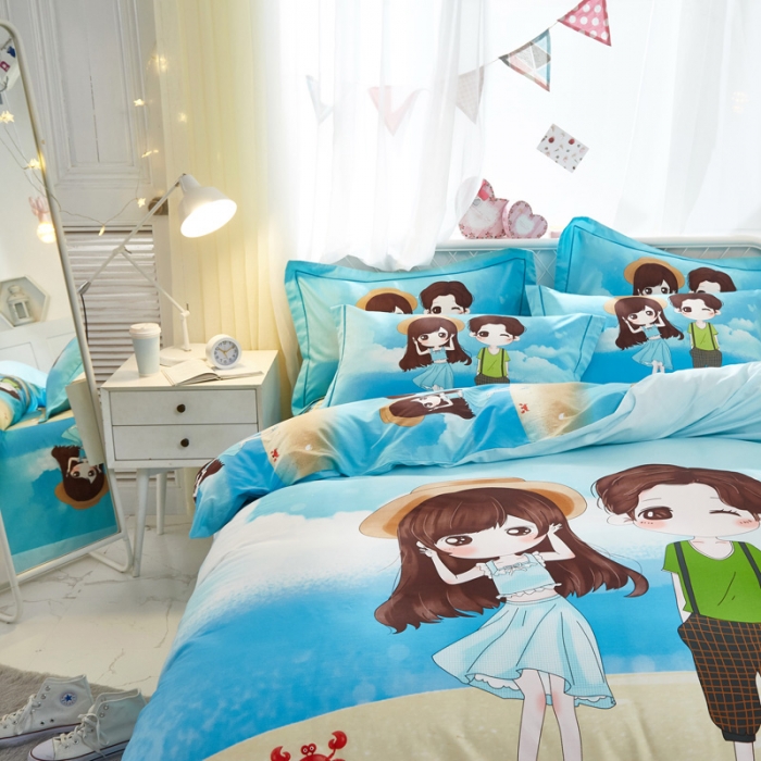 91家纺网 家纺一手货源 找家纺 雲归梦 2021全棉大版四件套可爱卡通系列 初见