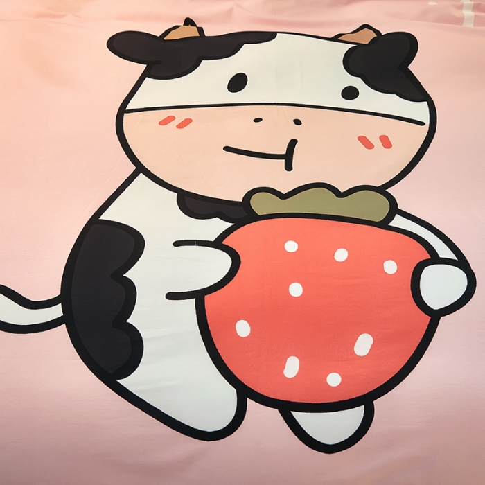 91家纺网 家纺一手货源 找家纺 雲归梦 2021全棉大版四件套可爱卡通系列 呆檬粉