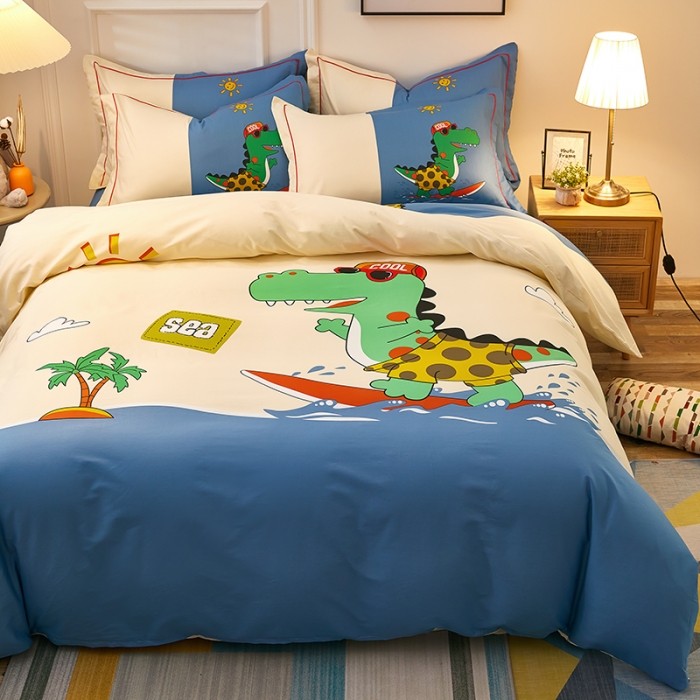 91家纺网 家纺一手货源 找家纺 雲归梦 2021全棉大版四件套可爱卡通系列 度假风