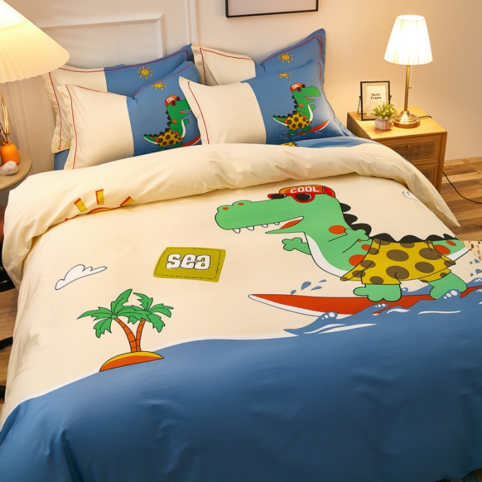 91家纺网 家纺一手货源 找家纺 雲归梦 2021全棉大版四件套可爱卡通系列 度假风