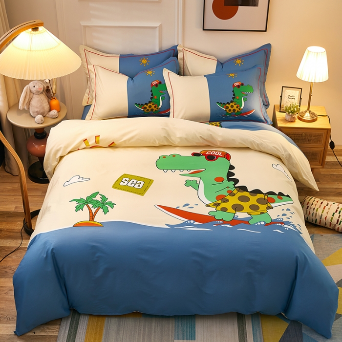 91家纺网 家纺一手货源 找家纺 雲归梦 2021全棉大版四件套可爱卡通系列 度假风