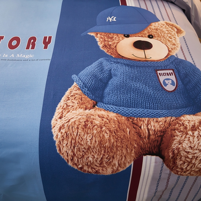 91家纺网 家纺一手货源 找家纺 雲归梦 2021全棉大版四件套可爱卡通系列 公仔熊