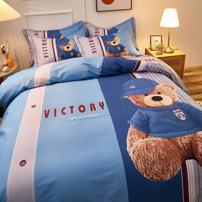 91家纺网 家纺一手货源 找家纺 雲归梦 2021全棉大版四件套可爱卡通系列 公仔熊