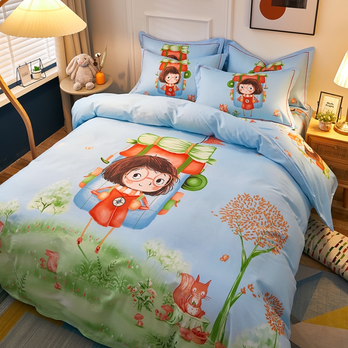 91家纺网 家纺一手货源 找家纺 雲归梦 2021全棉大版四件套可爱卡通系列 环游世界