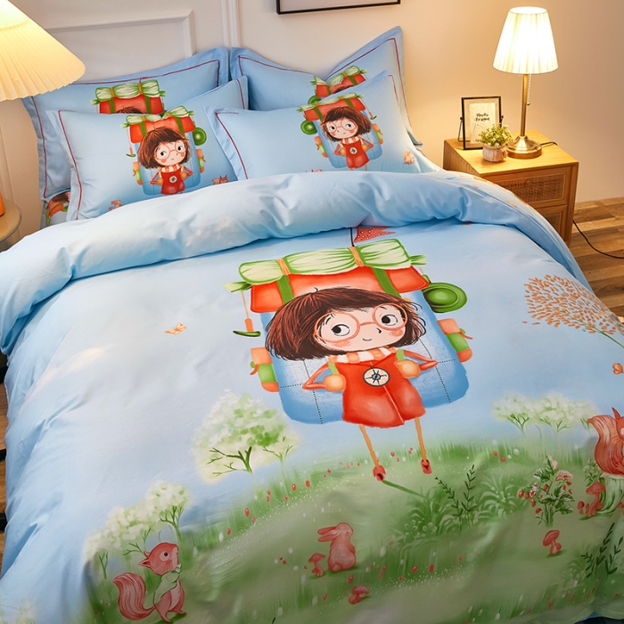 91家纺网 家纺一手货源 找家纺 雲归梦 2021全棉大版四件套可爱卡通系列 环游世界