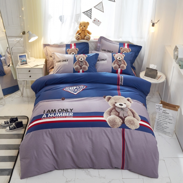 91家纺网 家纺一手货源 找家纺 雲归梦 2021全棉大版四件套可爱卡通系列 可爱熊