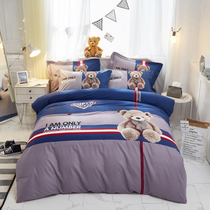 91家纺网 家纺一手货源 找家纺 雲归梦 2021全棉大版四件套可爱卡通系列 可爱熊