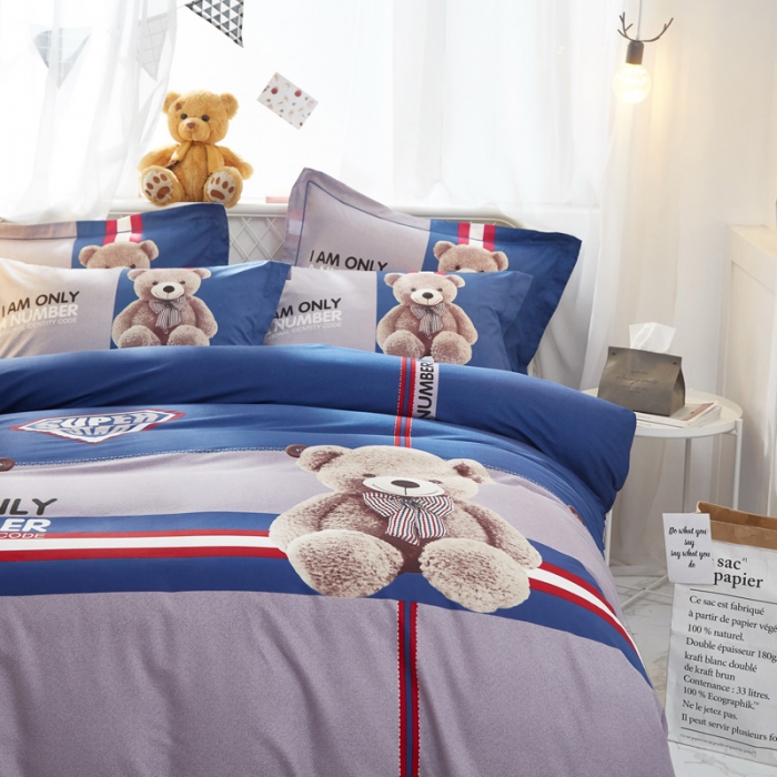 91家纺网 家纺一手货源 找家纺 雲归梦 2021全棉大版四件套可爱卡通系列 可爱熊