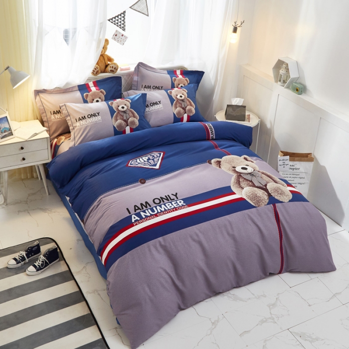 91家纺网 家纺一手货源 找家纺 雲归梦 2021全棉大版四件套可爱卡通系列 可爱熊